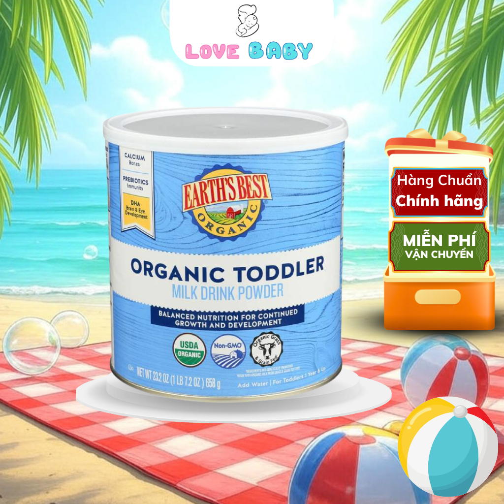 Sữa Earth Best xanh-Earth's Best organic Toddler hộp 595gr bay air Mỹ SP0236 [Hàng air-date mới]