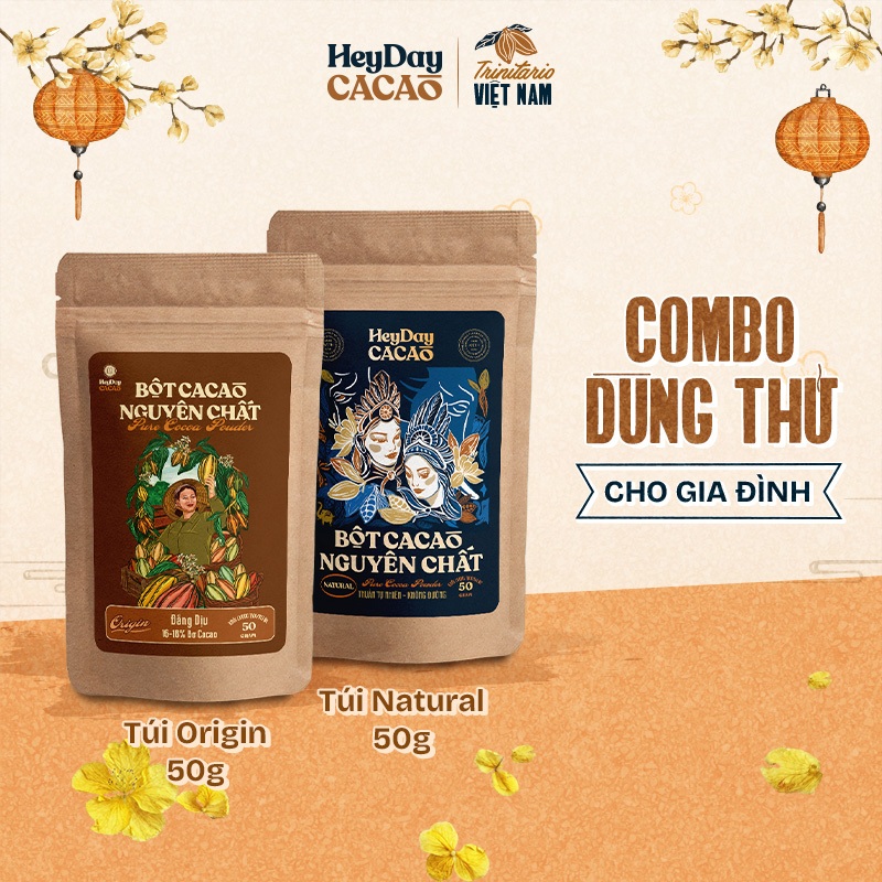 Combo dùng thử cho Gia đình - Túi Origin 50g, Túi Natural 50g - Heyday