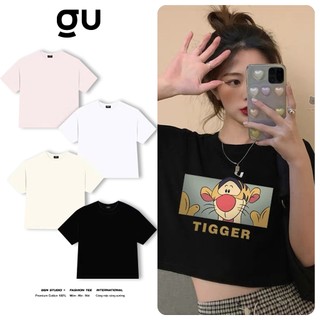 Áo thun nữ croptop Guguno cotton 100% cao cấp cổ tròn