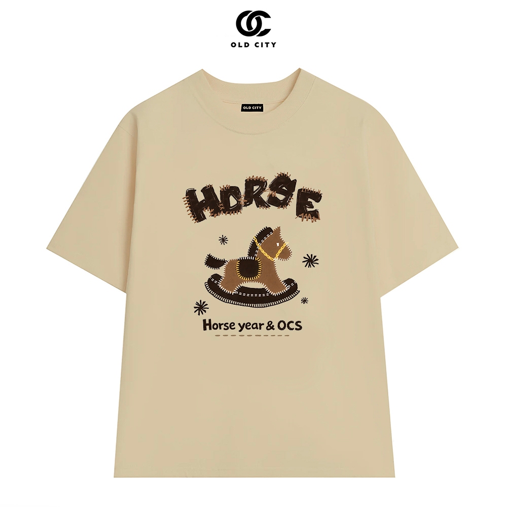 Old City Studio - Áo thun oversize nam nữ in hình Ngựa bập bênh Tết ngựa 2026 chất liệu cotton 100%