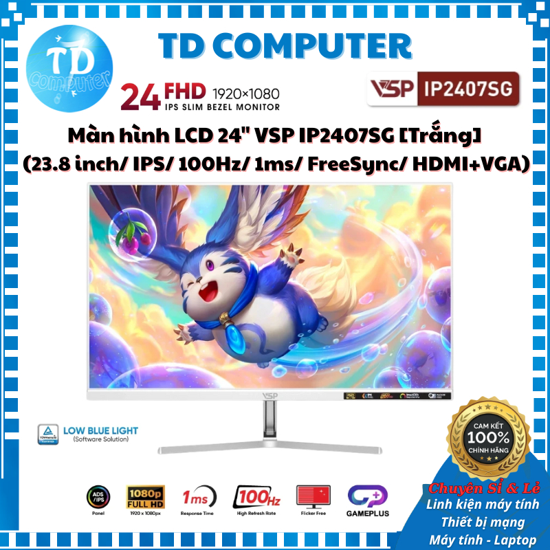 Màn hình LCD 24" VSP IP2407SG [Trắng] (23.8 inch/ IPS/ 100Hz/ 1ms/ FreeSync/ HDMI+VGA) - Hàng chính 