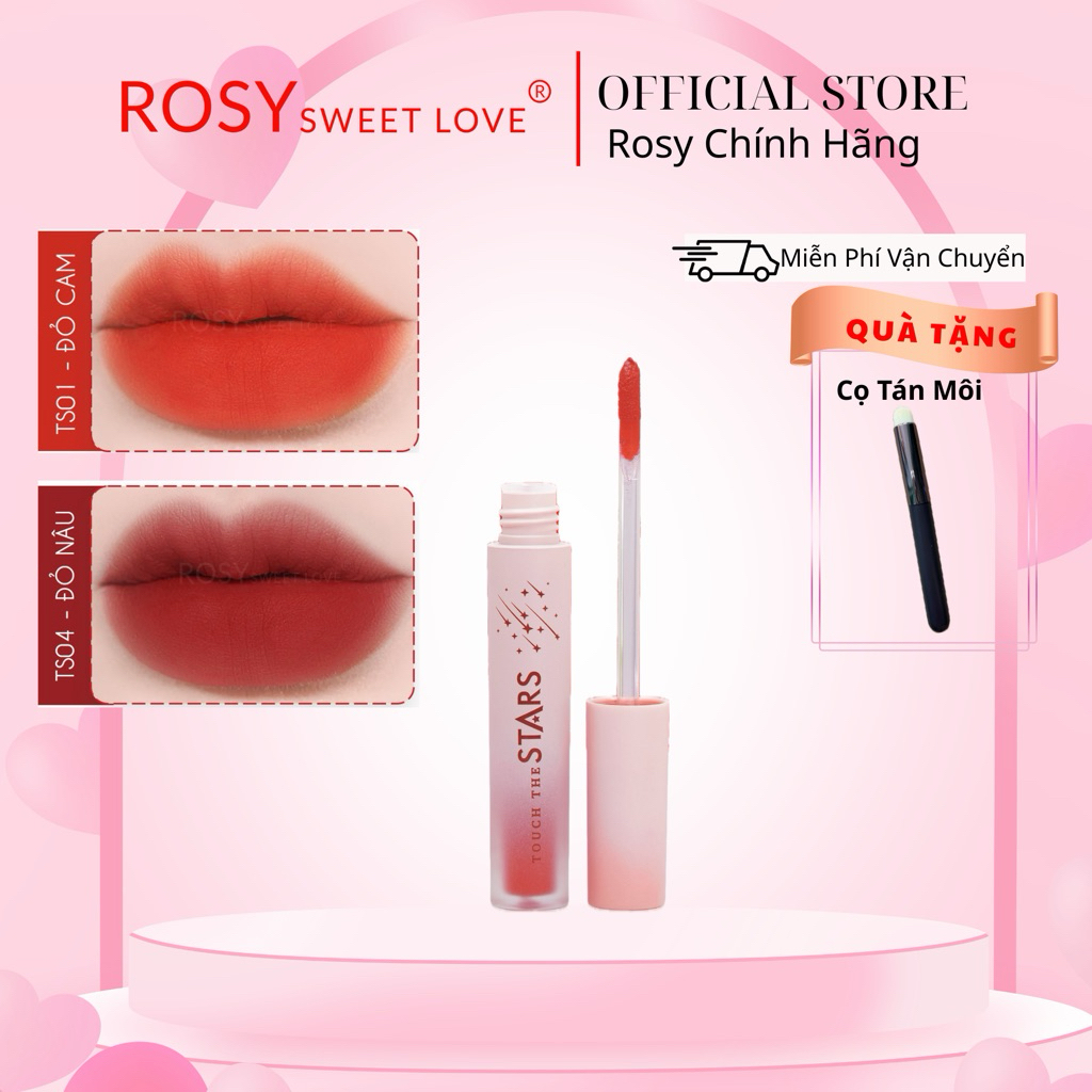 [TẶNG CỌ TÁN MÔI ] Son Kem Lì Rosy Sweet Love Touch The Stars Chất Son Mịn 3g