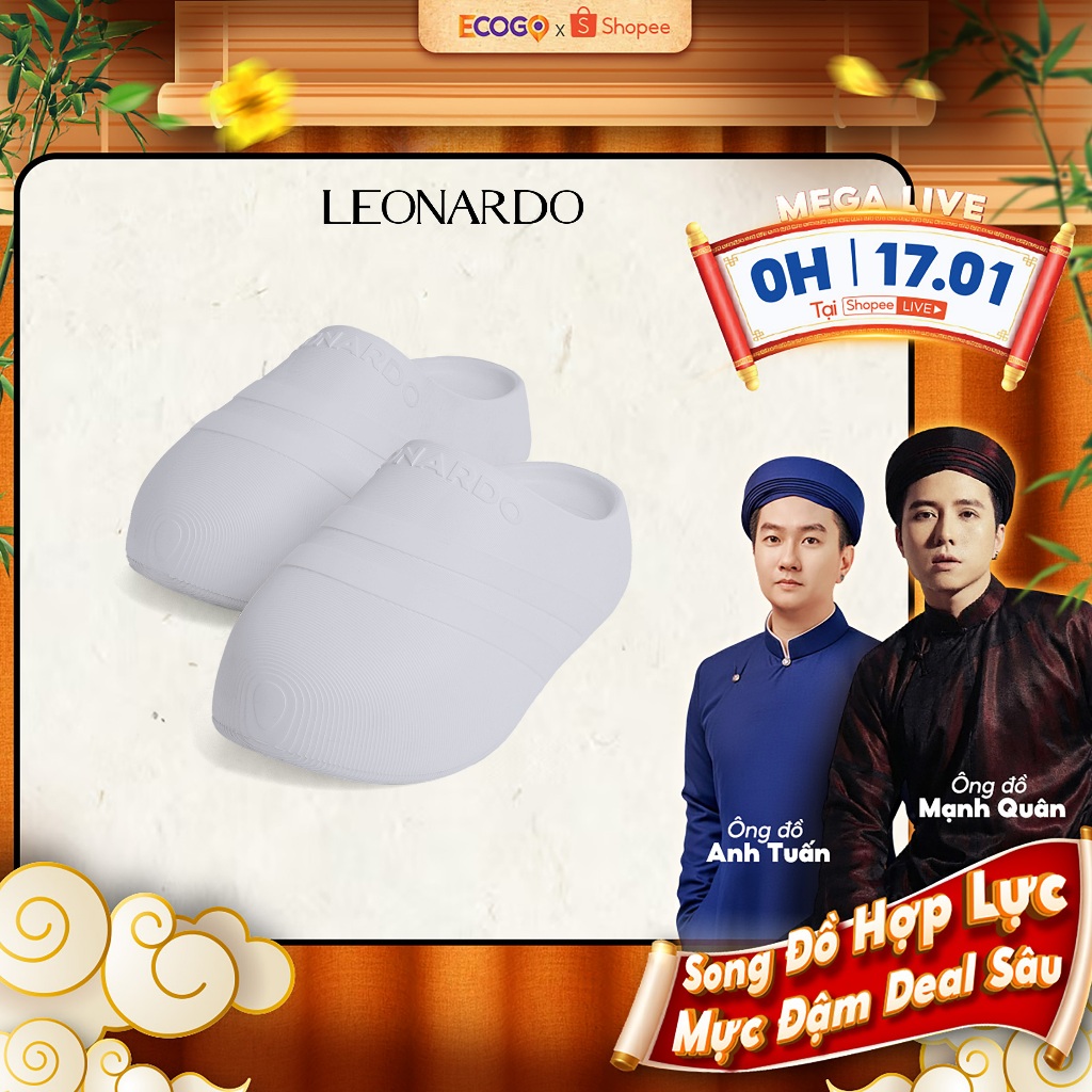 Dép nam Leonardo cao su cao cấp êm nhẹ đúc nguyên khối thiết kế tối giản unisex tôn dáng - Dép Mule 