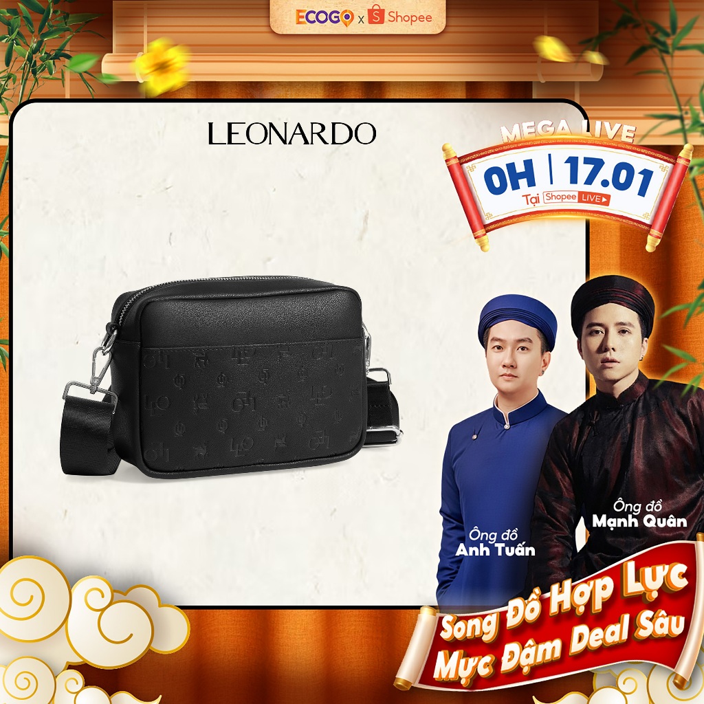 Túi Da Đeo Chéo Leonardo Microfiber Monogram, Chống Nước - Túi Hộp Monogram Carlos