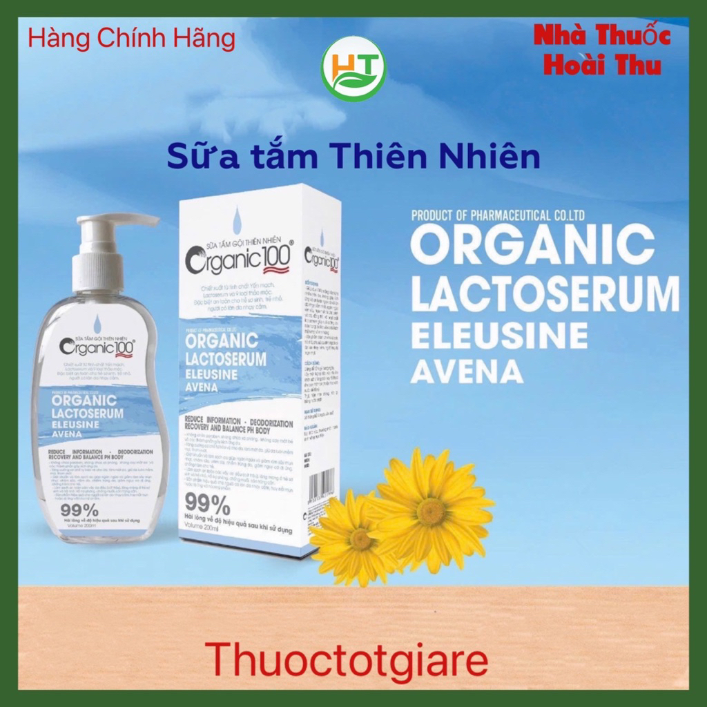 Sữa tắm gội thiên nhiên Organic 100 ORGANIC LACTOSERUM ELEUSINE AVENA 200ml