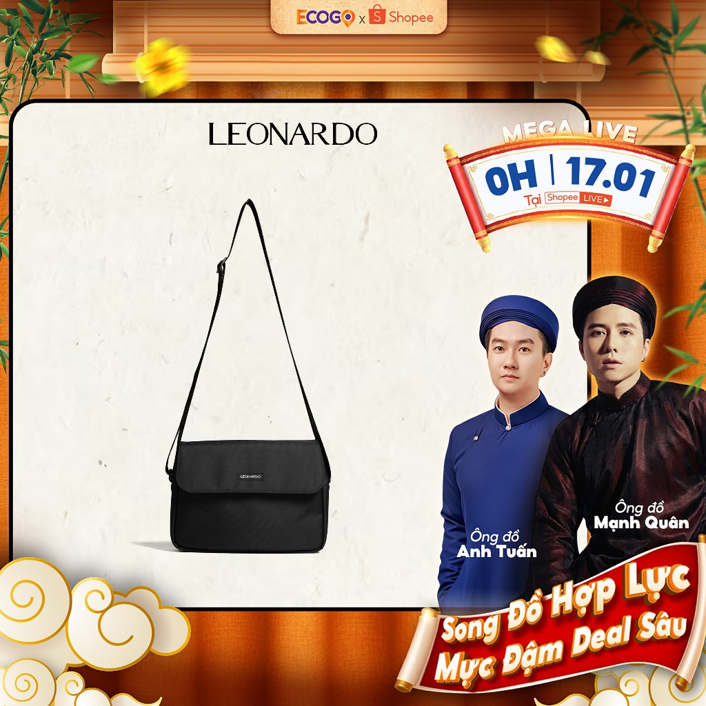 Túi đeo chéo nam Leonardo vải Oxford chống thấm đựng iPad dùng hằng ngày - Túi Messenger Ipad Oxford