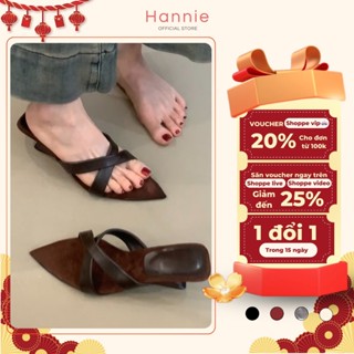 Giày cao gót mũi nhọn quai chéo đế xuồng 5cm sang trọng - Hanniie