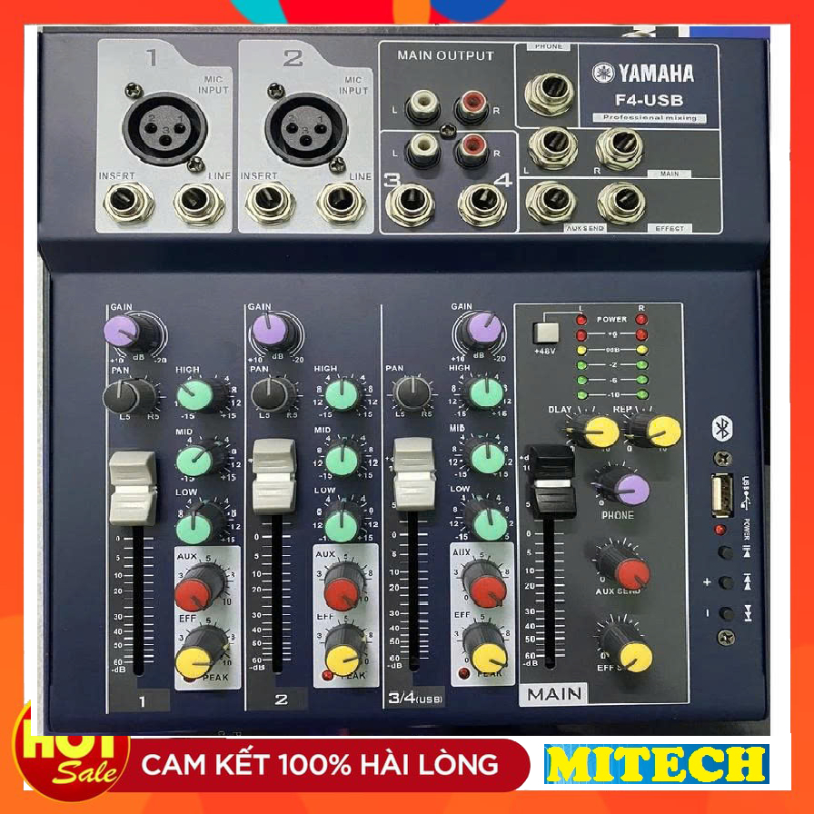 Mixer F4 Yamaha USB, bluetooth Hát Karaoke Thu Âm Đa Năng Livestream bảo hành 12 tháng