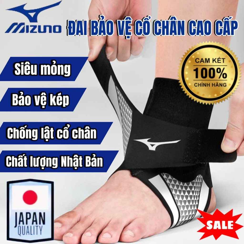 Đai Bảo Vệ Cổ Chân Mizuno – Ngăn Ngừa Bong Gân, Chống Lật Cổ Chân, Hỗ Trợ Pickleball, Chạy Bộ & Thể 