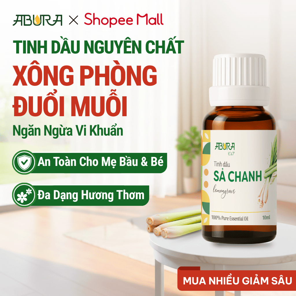Tinh Dầu Nguyên Chất ABURA - Xông Phòng, Ngăn Khuẩn, Đuổi Muỗi | Nhiều Mùi Hương