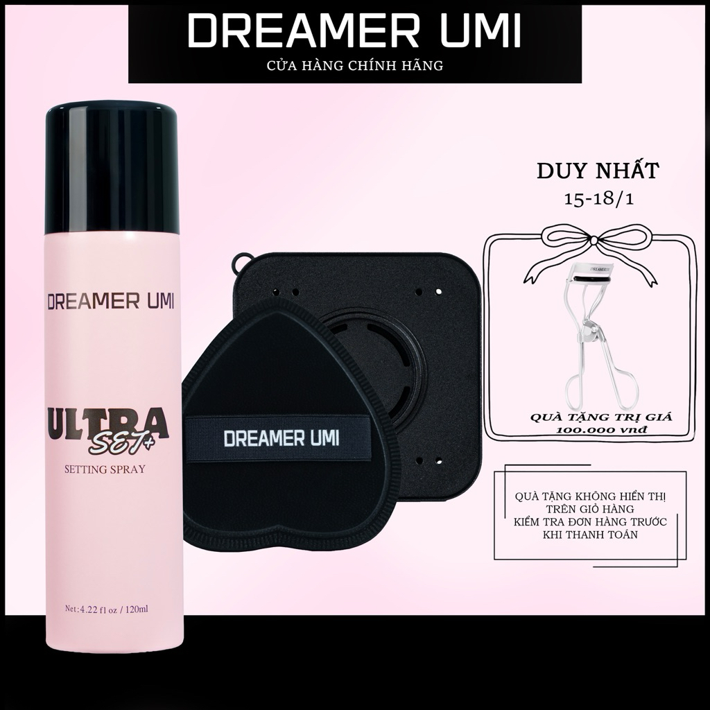 COMBO 1 Xịt khoá nền Dreamer Umi Ultra Set+ và Bông Mút Tán Nền Dreamer Umi + Kèm Hộp Đựng