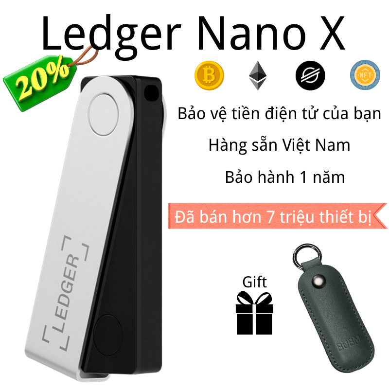 Ledger Nano X ví lạnh crypto wallet hàng chuẩn mới đầy đủ hộp bảo vệ tiền điện tử an toàn