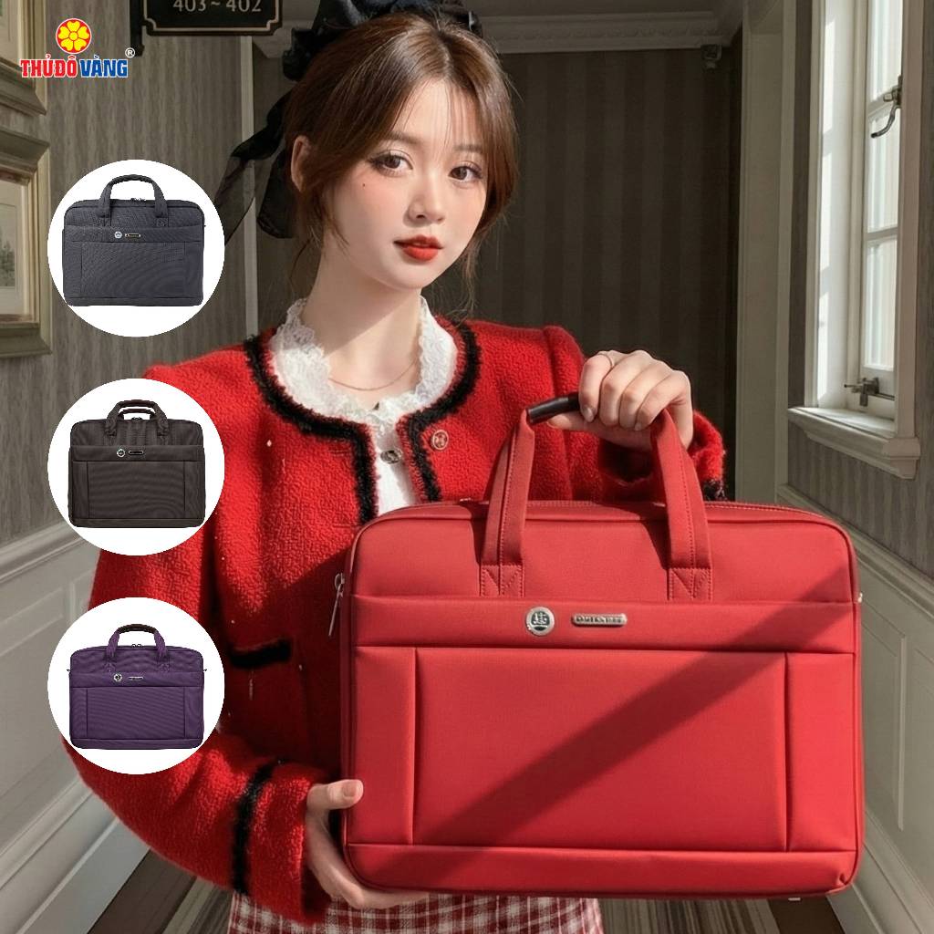 [THỦ ĐÔ VÀNG] Cặp ngang Công Sở cho Giáo viên, Đi Dạy, Đi làm, Đựng Laptop 16 inch chống sốc C142