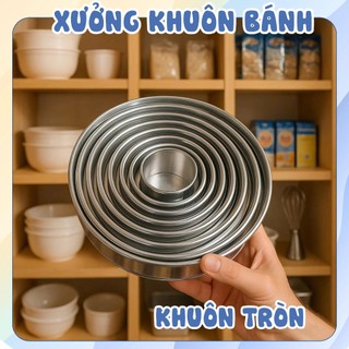 Khuôn Bánh Tròn Nhôm Đế Liền/Đế Rời Nhiều Size – Nhôm Dày Chắc, Form Đẹp, Bánh Nở Đều – MS01