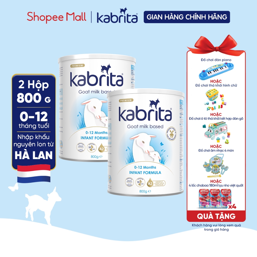 Combo 2 lon Sữa dê Kabrita số 1 cho trẻ- Lon 800g