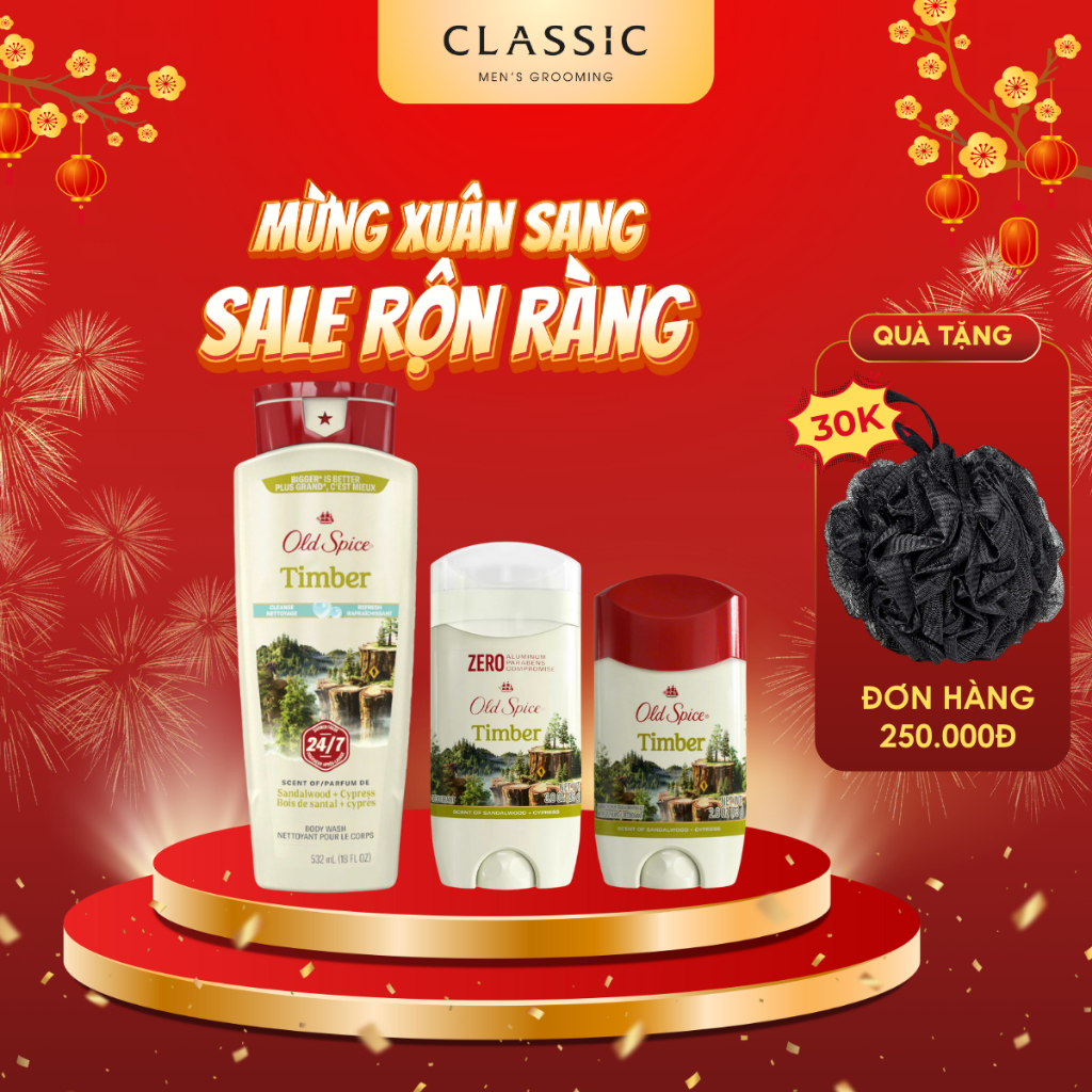 Lăn khử mùi - sữa tắm Nam Old Spice Timber