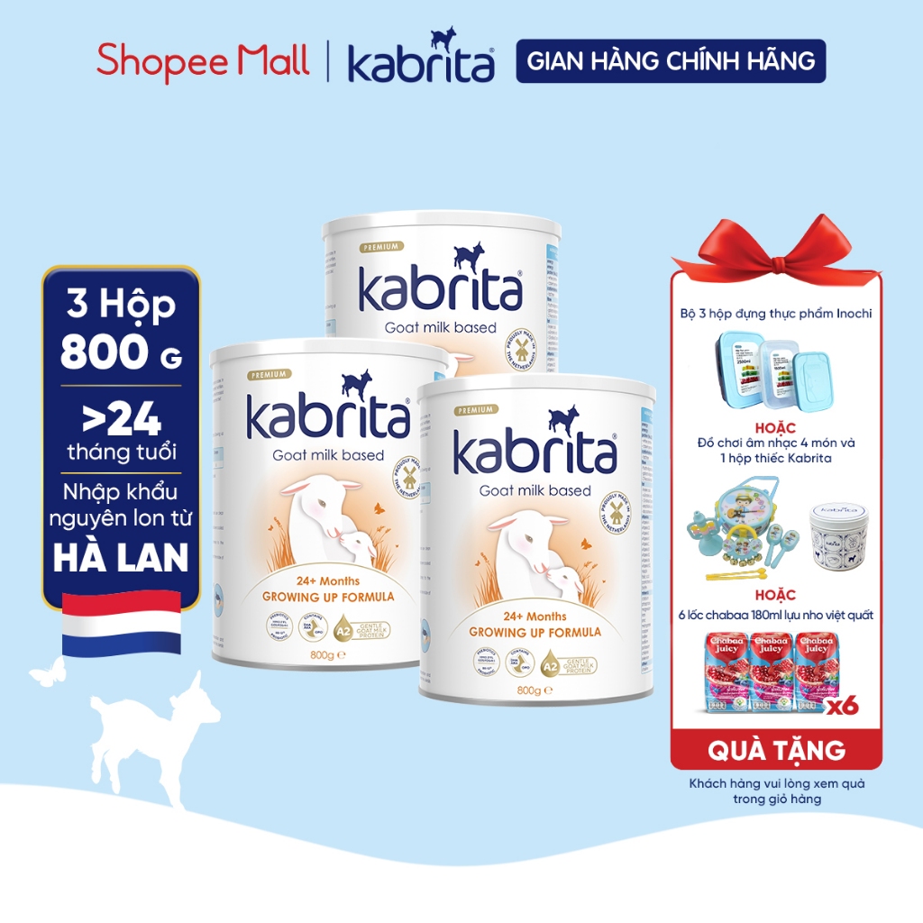 Combo 3 Sữa dê Kabrita số 3 cho trẻ trên 24 tháng - Lon 800g