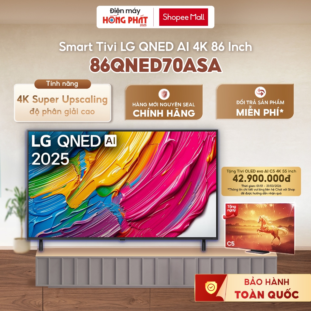 TiVi LG AI 2025 QNED AI 86QNED70ASA 86 Inch [Giao-Lắp HCM/Cần Thơ]