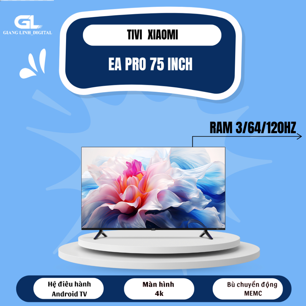 Tivi Xiaomi EA pro 75 inch Android Tivi 2/32/60hz 4K- giọng nói TV- BH dàii