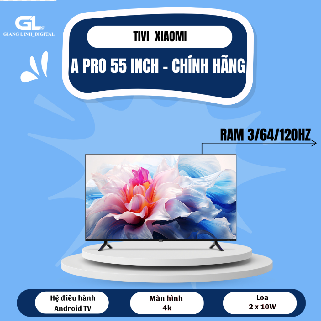 Tivi Xiaomi A pro 55 inch Android Tivi 3/64/144hz 4K- giọng nói TV- BH dài