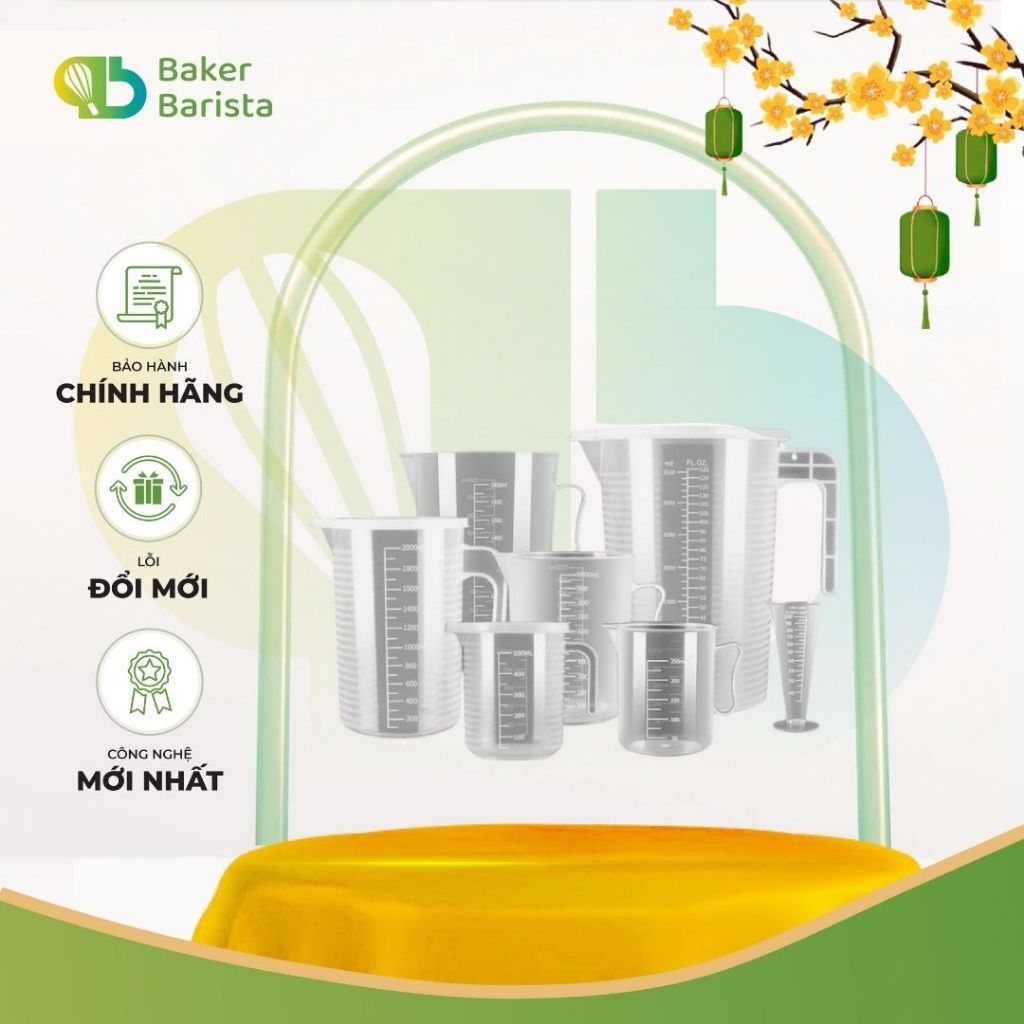 Ca đong định lượng nhựa 300ml - 5000ml có nắp