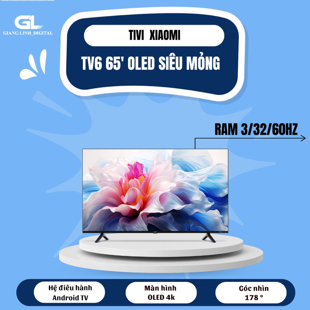 Tivi Xiaomi TV6 65 inch Android Tivi 2/32/60hz 4K- giọng nói TV- BH dài