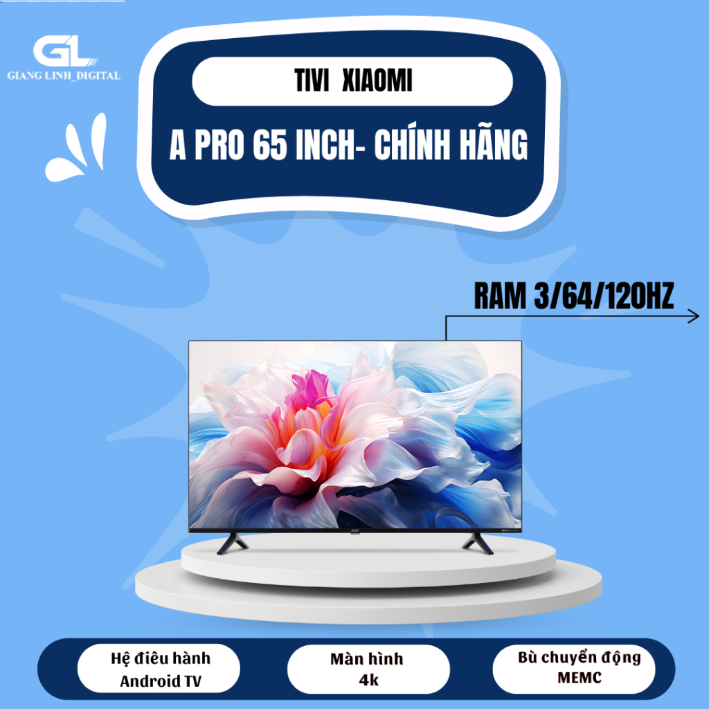Tivi Xiaomi A pro 65 inch Android Tivi 3/64/144hz 4K- giọng nói TV- BH dài