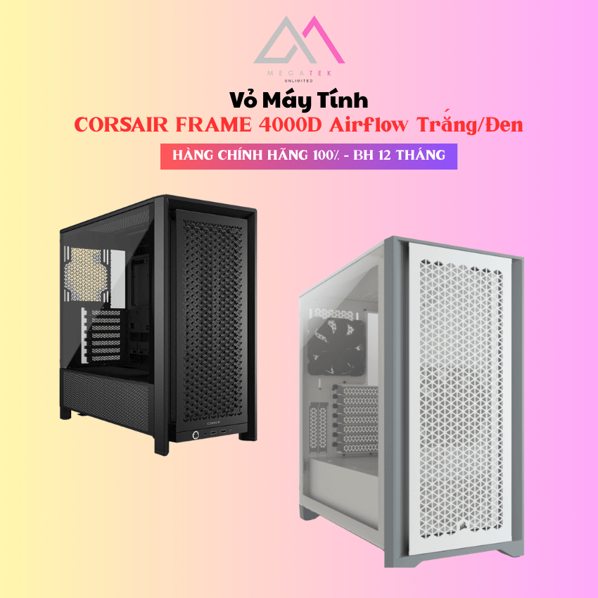 Vỏ Case CORSAIR FRAME 4000D Airflow Trắng/Đen - Hàng chính hãng - BH 12 tháng