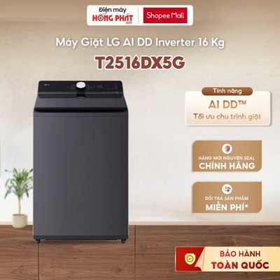 Máy Giặt LG AI DD Inverter 16 Kg T2516DX5G - Máy Giặt Lồng Đứng  Màu Đen Graphite [GIAO TOÀN QUỐC]