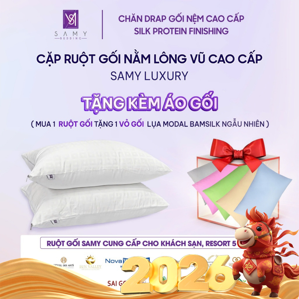 Cặp Ruột Gối Nằm Cao Cấp Khách Sạn 5 Sao SAMY BEDDING Luxury Lông Vũ