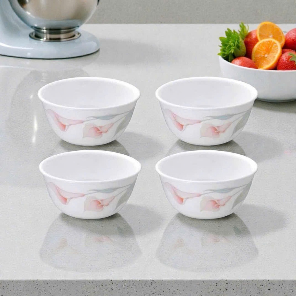 Set 4 Chén Cơm Thủy Tinh Mỹ CORELLE 325ml Lily Ville - CB4-411-LV-LP - Chính Hãng