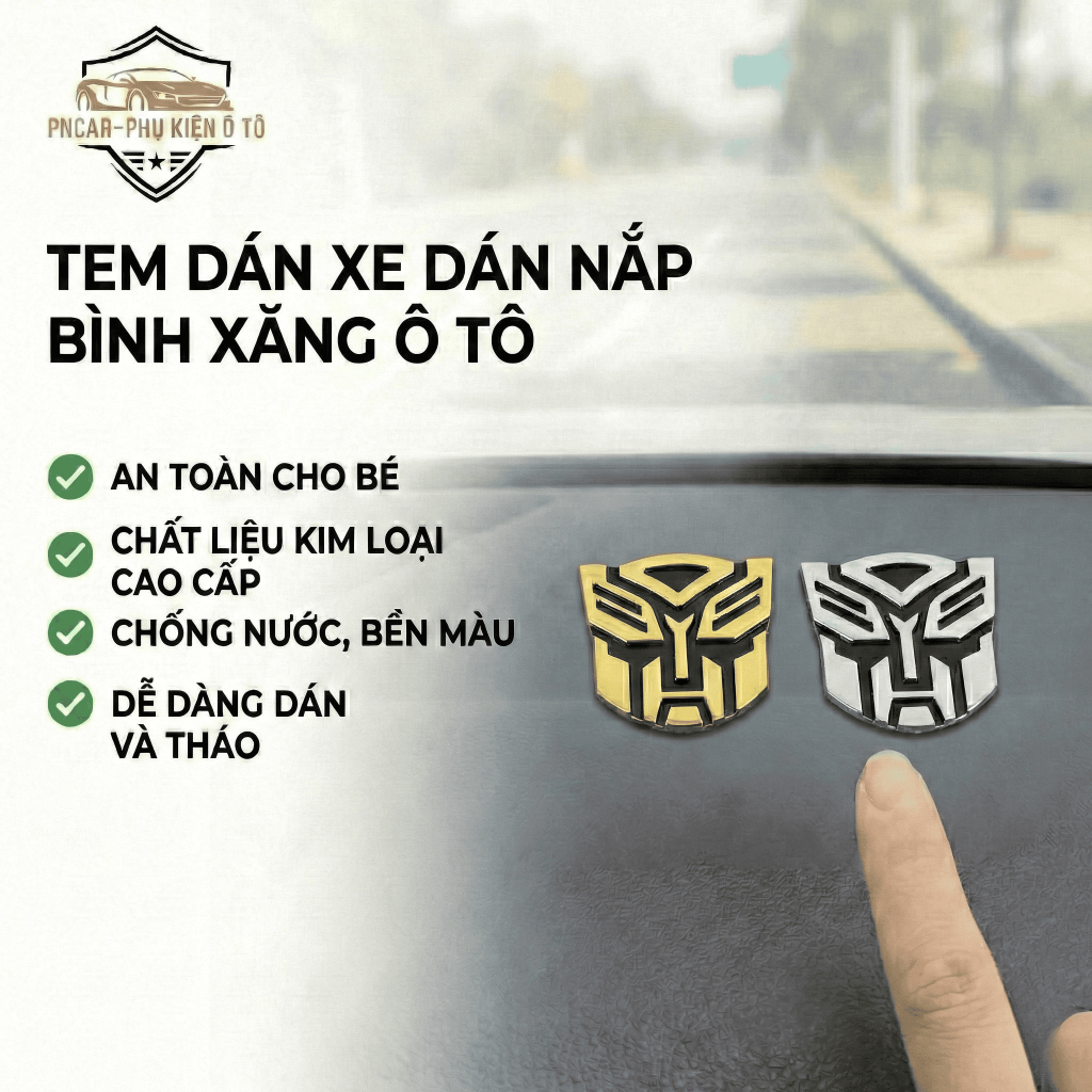 Tem Dán Xe Dán Nắp Bình Xăng Ô Tô Bằng Kim Loại Hình Autobots Transformers - Decal 3D Trang Trí Ô Tô