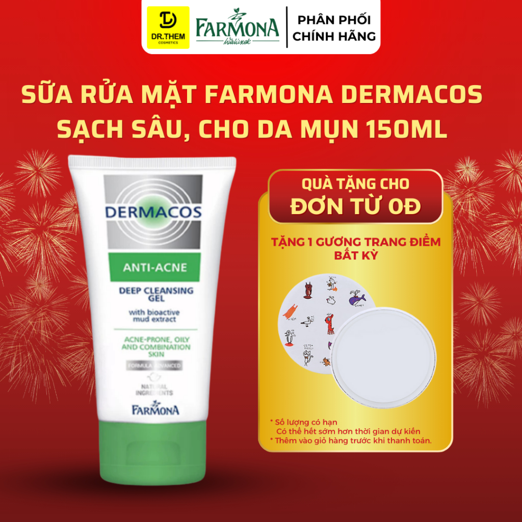 DERMACOS Sữa Rửa Mặt Farmona Dermacos Anti Acne Deep Cleansing Gel 150ml,Sạch Sâu Ngừa Mụn, Cho Da D