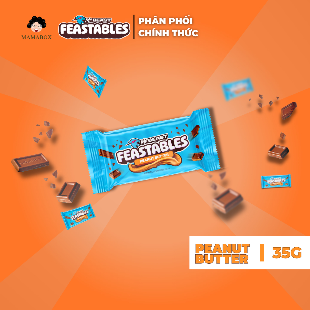 Kẹo Socola MrBeast Feastables Phiên Bản Mới vị Bơ Đậu Phộng thanh 35g