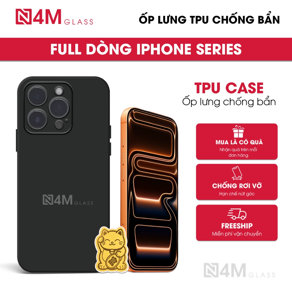 Ốp lưng chống bẩn cho iPhone 17/16/15/14/13/12/11 Promax/Pro/Plus/Mini X/Xs/Xr/XSM/6/7/8s Plus - N4M