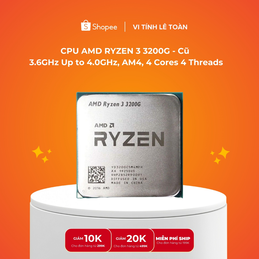 CPU AMD RYZEN 3 3200G | 3.6GHz Up to 4.0GHz, AM4, 4 Cores 4 Threads (Cũ)