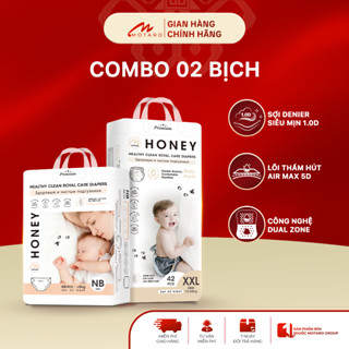 Bỉm Quần Honey Premium Size NB/S/M/L/XL/XXL/XXXL/XXXXL Cho Bé 4-20kg Đai Chun Co Giãn, Mềm Mịn, Thấm Hút Tốt [2 Bịch]