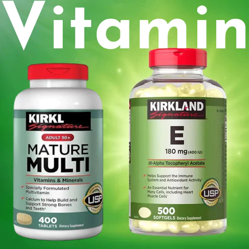 Kirkland Signature Vitamin E 180mg 400IU 500 softgel / Adult 50+ Mature Multi Vitamins & Minerals 40