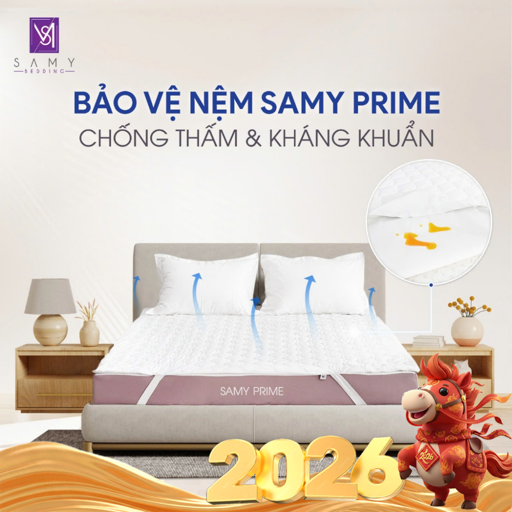 Tấm Bảo Vệ Nệm Prime SAMY BEDDING Cao Cấp Chống Thấm Tuyệt Đối