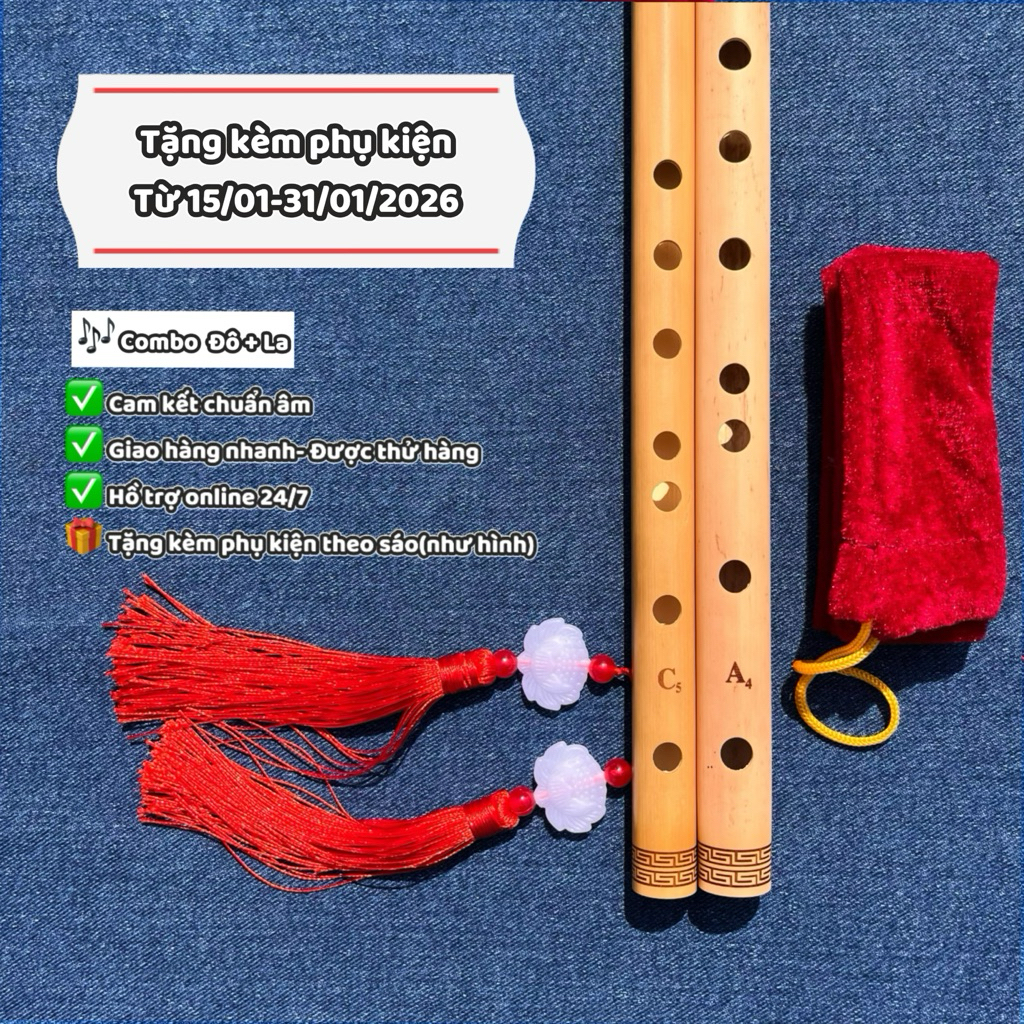 Combo 2 Sáo Khắc Laser - 1 Sáo Đô (C5) Và 1 Sáo La (A4) - Giao Hàng Nhanh - Được Thử Hàng