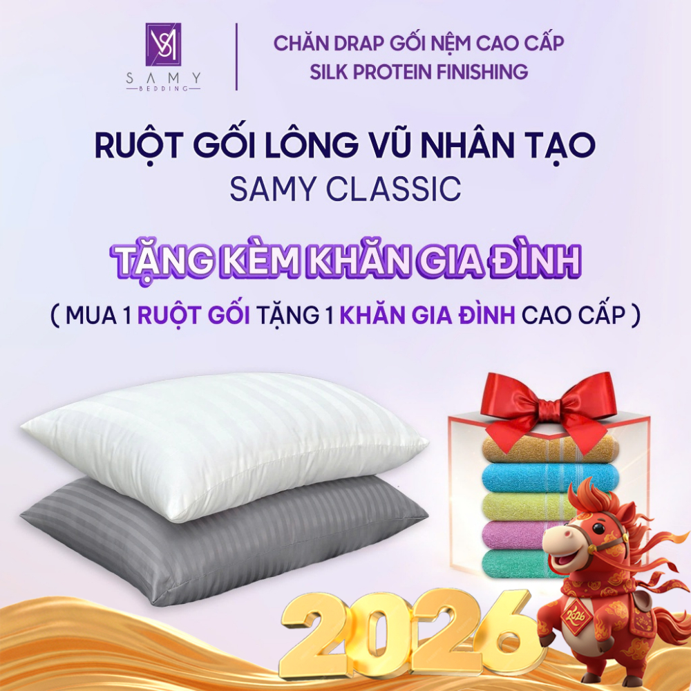 Ruột Gối Nằm Classic Lông vũ Nhân tạo SAMY BEDDING êm ái nâng đỡ