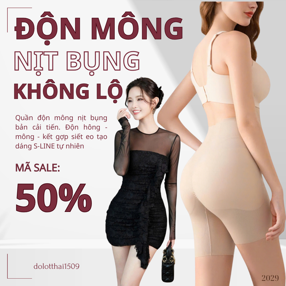 Quần Độn Hõm Hông Độn Mông - Gen Bụng Mút Cố Định Tạo Dáng Sline Thon Gọn Tự Nhiên Tự Tin Diện Đầm V