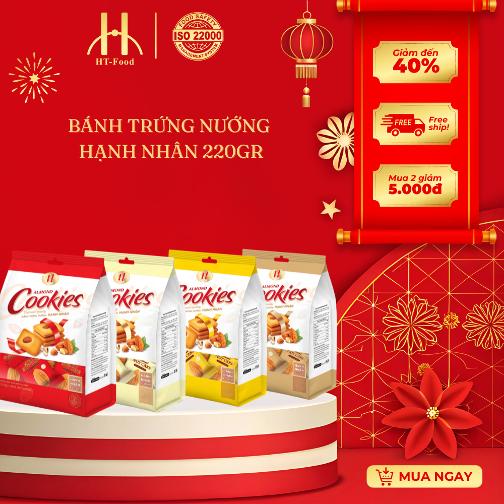 Bánh trứng nướng hạnh nhân nguyên hạt almond cookie thơm ngon, bổ dưỡng, bánh quy hạnh nhânthay bữa 