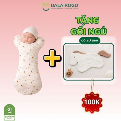 Nhộng chũn cho bé chống giật mình Ualarogo 2 khóa sợi tre Bamboo mềm mại co giãn 4 chiều thoáng 2403