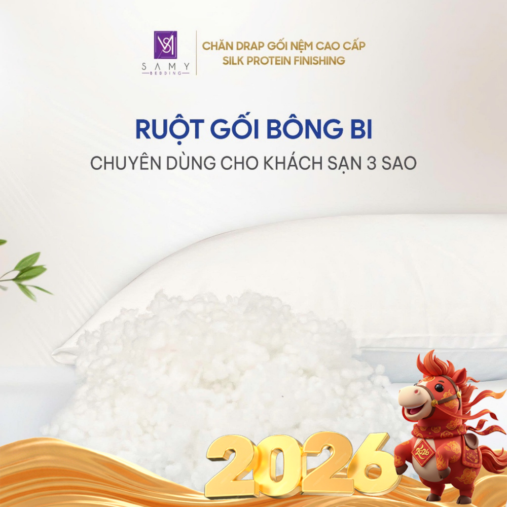 Ruột Gối Bông Bi Samy Bedding Thông Thoáng, Dùng Cho Khách Sạn 3 Sao