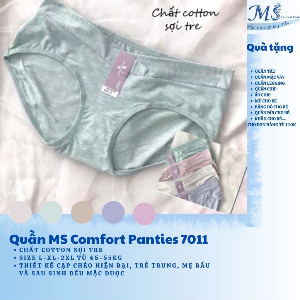 Quần lót bầu cạp chéo MS Mombaby ko chạm vết mổ co giãn chất thun cotton sợi tre mỏng mát 9966 (7011)