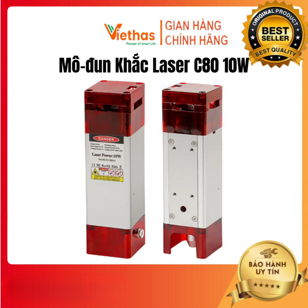 Mô-đun Laser C80 Hỗ Trợ Khí Nén Air Assist 10W – Khắc Cắt CNC, Tương Thích Máy Laser & CNC