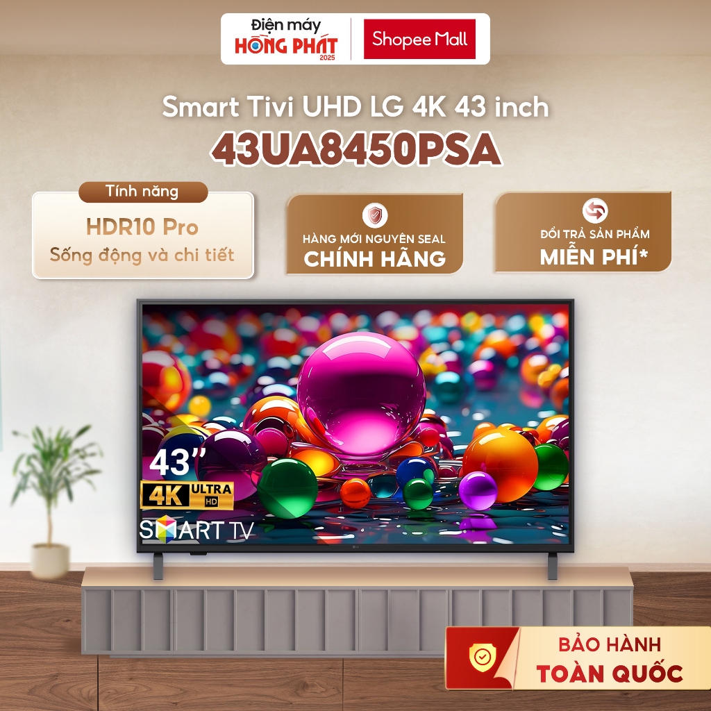 [GIAO TOÀN QUỐC] Smart Tivi LG 4K UHD AI UA8450 43 Inch 43UA8450PSA
