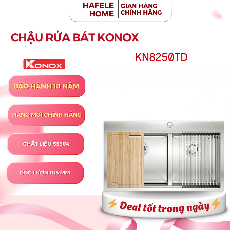 Chậu Rửa Konox KN8250TD – Bề Mặt Xước Mờ – Chống Oxy Hóa – Chống Bám Dầu – EEH