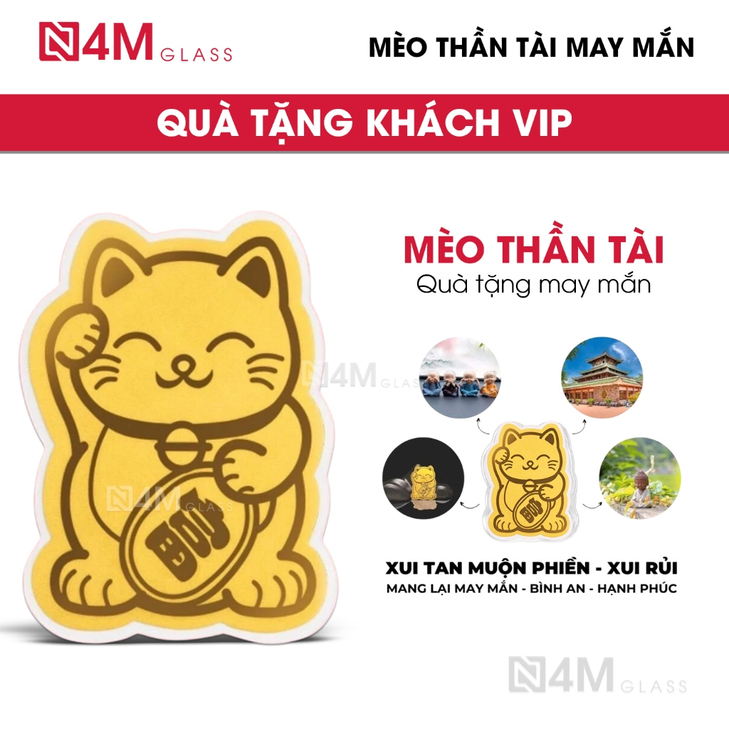 Miếng Dán Mèo Thần Tài Dán Ốp Lưng - N4M GLASS